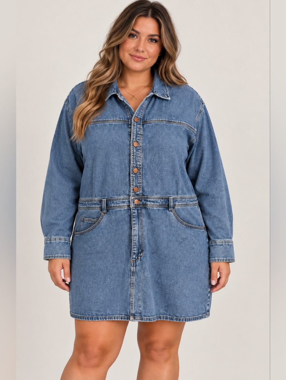 Pilcro Blue Denim Button-Front Jacket Dress